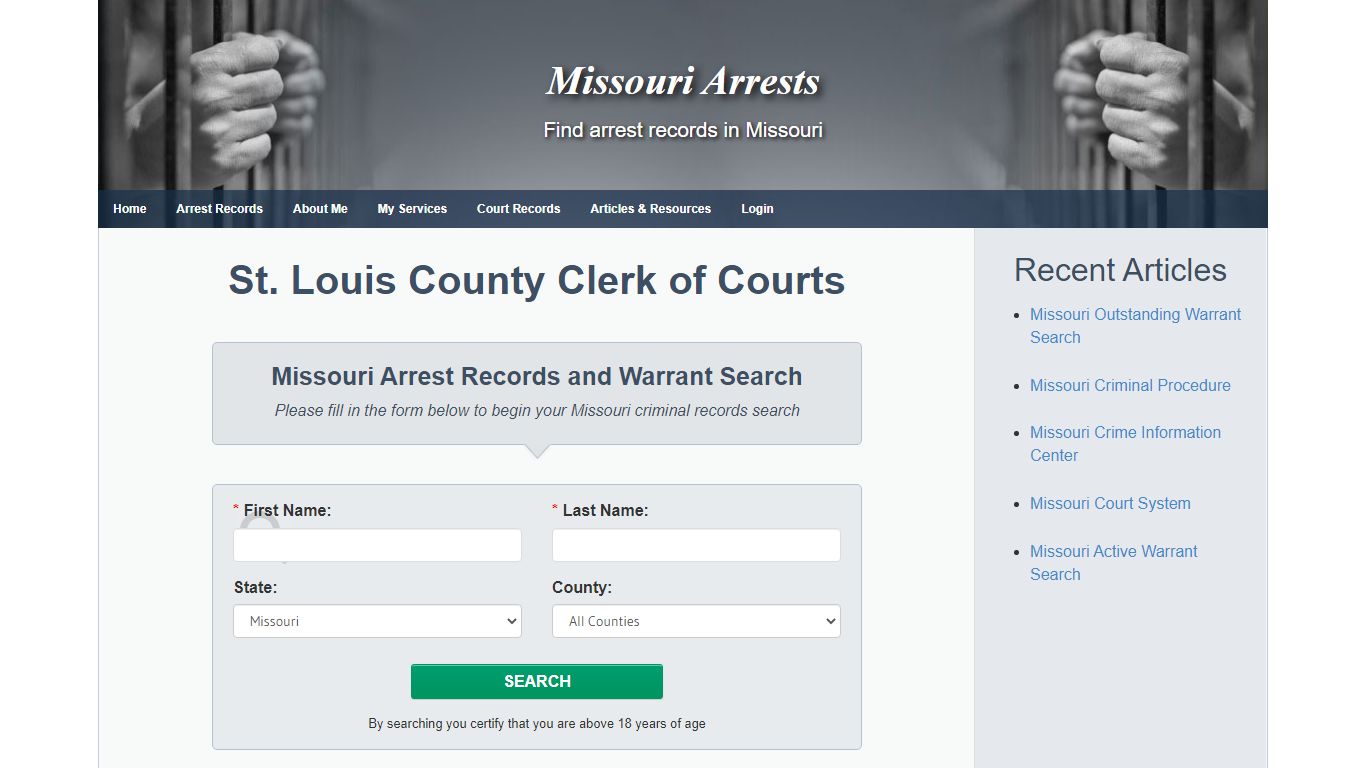 St. Louis County Clerk of Courts - Missouri Arrests